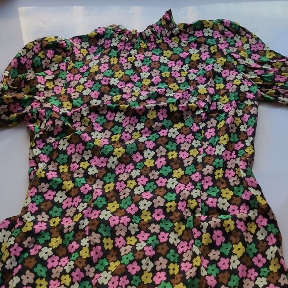 NWT Kitri Danica Multi Blurred Floral Dress M Long Sleeves - Picture 4 of 12